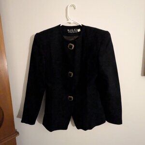 Bicci Florine Wachter Blazer | Black Blazer w/ Gold Octagonal Bejeweled Buttons